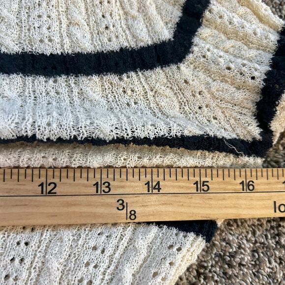 Bohme NWOT $48 Meggie Striped Crochet Sweater XS Preppy Cottage Fisherman - Picture 6 of 6